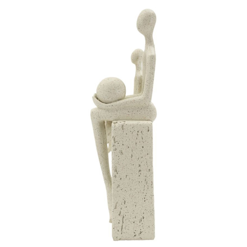 Statuette déco abstraite Parent Enfant Hauteur 26 cm Résine Blanc crème Stons 