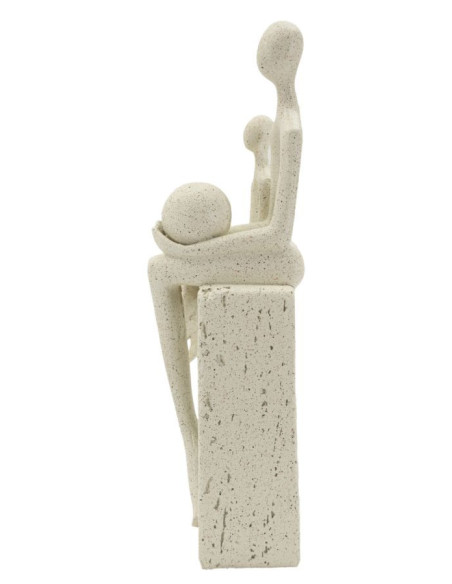 Statuette déco abstraite Parent Enfant Hauteur 26 cm Résine Blanc crème Stons 