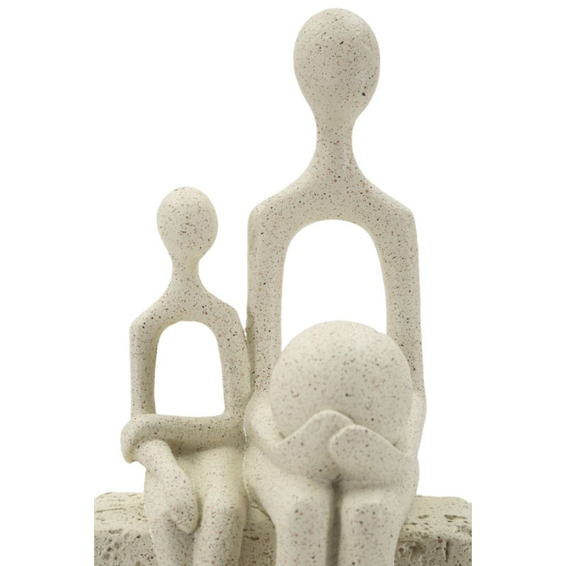 Statuette déco abstraite Parent Enfant Hauteur 26 cm Résine Blanc crème Stons 
