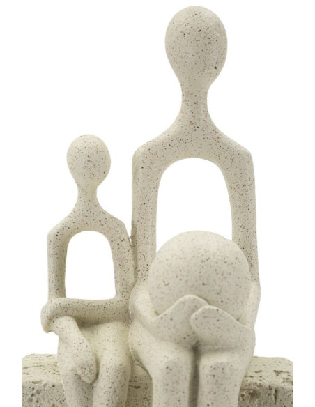 Statuette déco abstraite Parent Enfant Hauteur 26 cm Résine Blanc crème Stons 