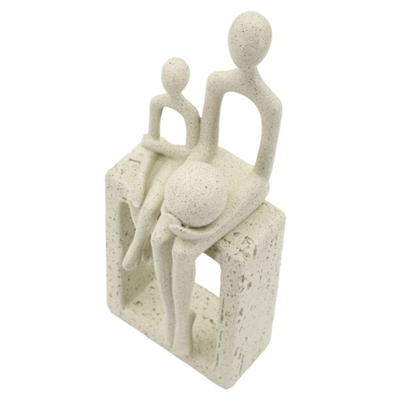 Statuette déco abstraite Parent Enfant Hauteur 26 cm Résine Blanc crème Stons 