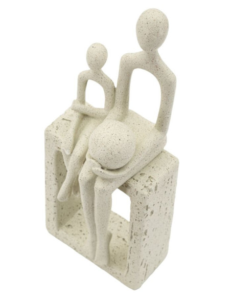 Statuette déco abstraite Parent Enfant Hauteur 26 cm Résine Blanc crème Stons 