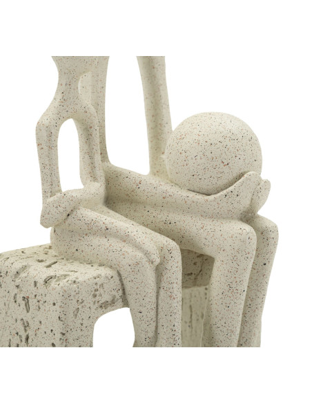 Statuette déco abstraite Parent Enfant Hauteur 26 cm Résine Blanc crème Stons 