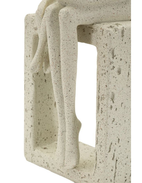 Statuette déco abstraite Parent Enfant Hauteur 26 cm Résine Blanc crème Stons 