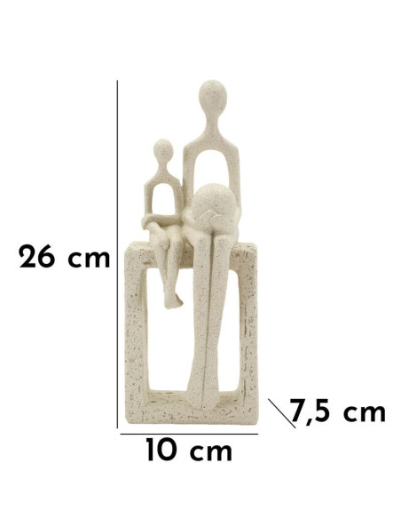 Statuette déco abstraite Parent Enfant Hauteur 26 cm Résine Blanc crème Stons 