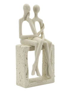 Statuette déco abstraite Couple Hauteur 25 cm Résine Blanc crème Stons 