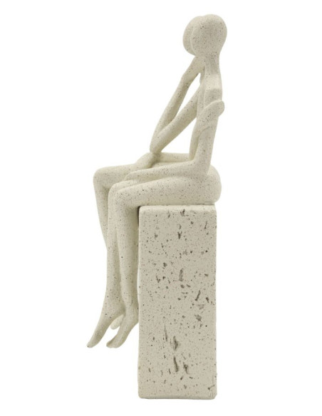 Statuette déco abstraite Couple Hauteur 25 cm Résine Blanc crème Stons 