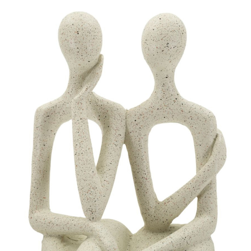 Statuette déco abstraite Couple Hauteur 25 cm Résine Blanc crème Stons 
