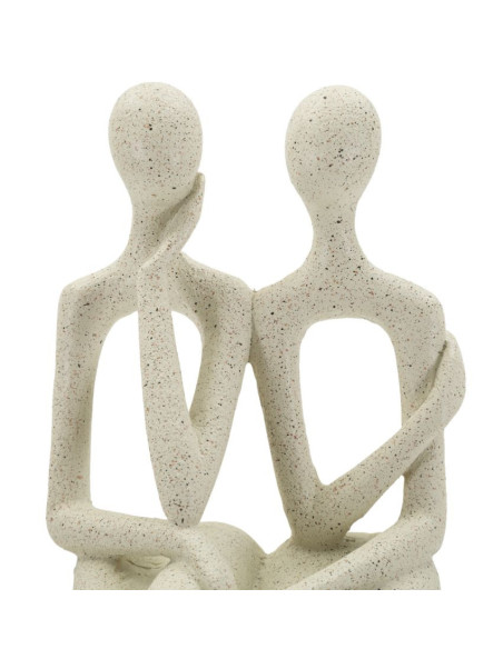 Statuette déco abstraite Couple Hauteur 25 cm Résine Blanc crème Stons 