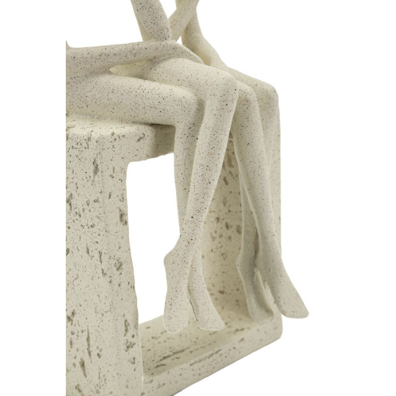 Statuette déco abstraite Couple Hauteur 25 cm Résine Blanc crème Stons 