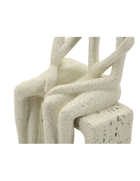 Statuette déco abstraite Couple Hauteur 25 cm Résine Blanc crème Stons 