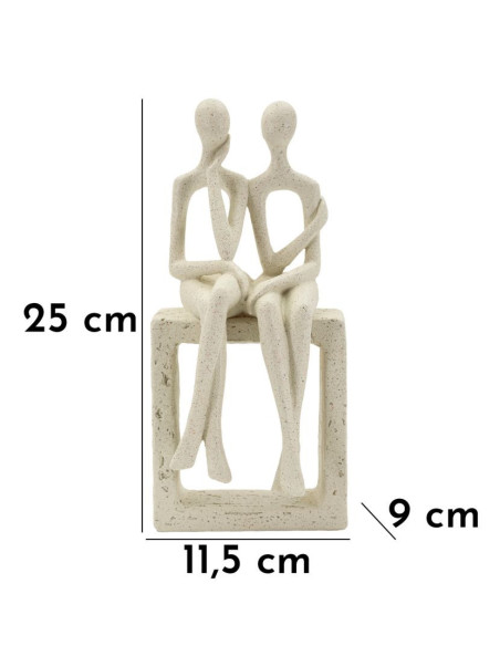Statuette déco abstraite Couple Hauteur 25 cm Résine Blanc crème Stons 
