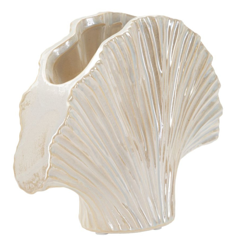 Vase style art déco Éventail 27 cm Céramique Perle Effet nacré Perly 