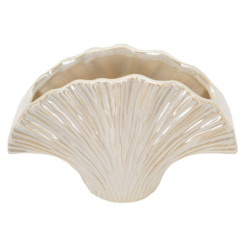 Vase style art déco Éventail 27 cm Céramique Perle Effet nacré Perly 