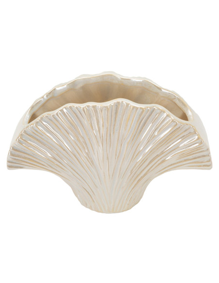 Vase style art déco Éventail 27 cm Céramique Perle Effet nacré Perly 