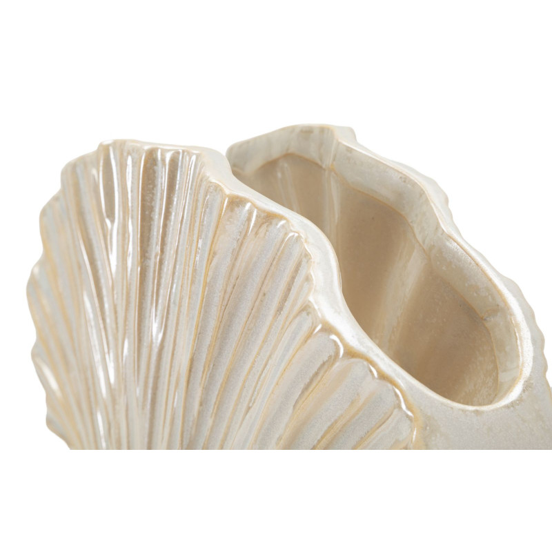 Vase style art déco Éventail 27 cm Céramique Perle Effet nacré Perly 