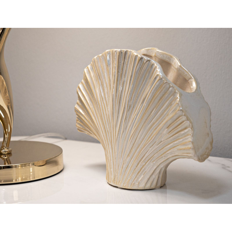 Vase style art déco Éventail 27 cm Céramique Perle Effet nacré Perly 