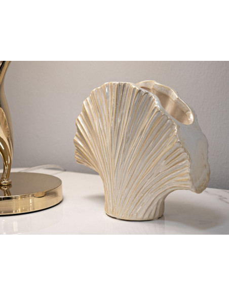 Vase style art déco Éventail 27 cm Céramique Perle Effet nacré Perly 