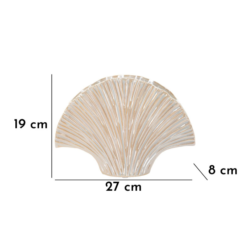 Vase style art déco Éventail 27 cm Céramique Perle Effet nacré Perly 