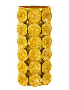 Vase moderne organique Cylindrique Hauteur 33 cm Métal Jaune Drop 