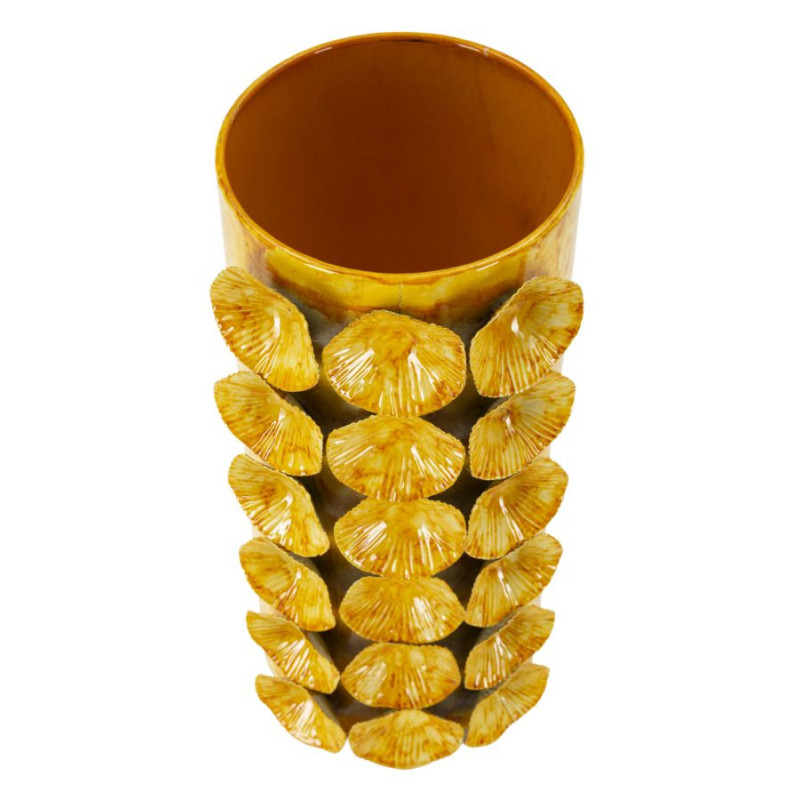 Vase moderne organique Cylindrique Hauteur 33 cm Métal Jaune Drop 