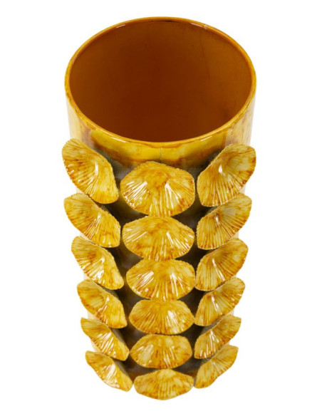 Vase moderne organique Cylindrique Hauteur 33 cm Métal Jaune Drop 