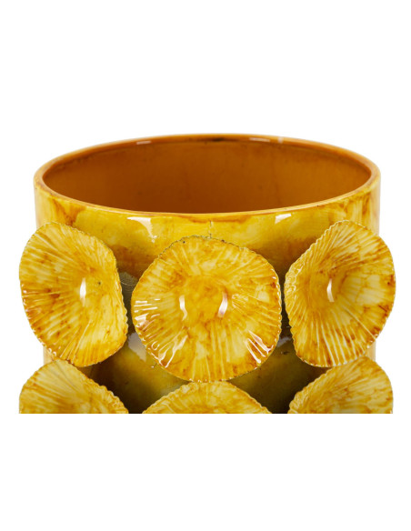 Vase moderne organique Cylindrique Hauteur 33 cm Métal Jaune Drop 