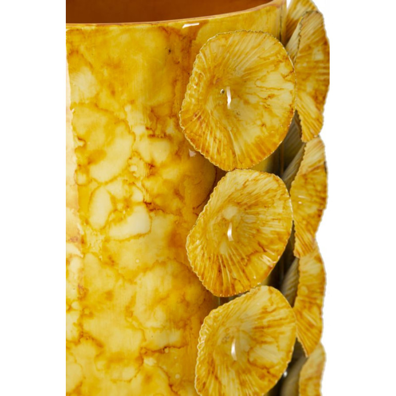 Vase moderne organique Cylindrique Hauteur 33 cm Métal Jaune Drop 