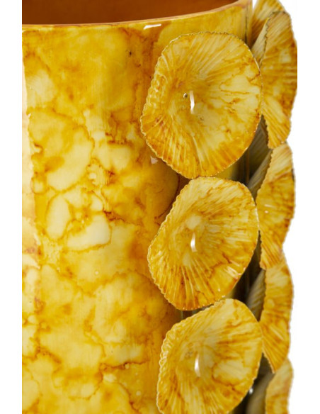 Vase moderne organique Cylindrique Hauteur 33 cm Métal Jaune Drop 