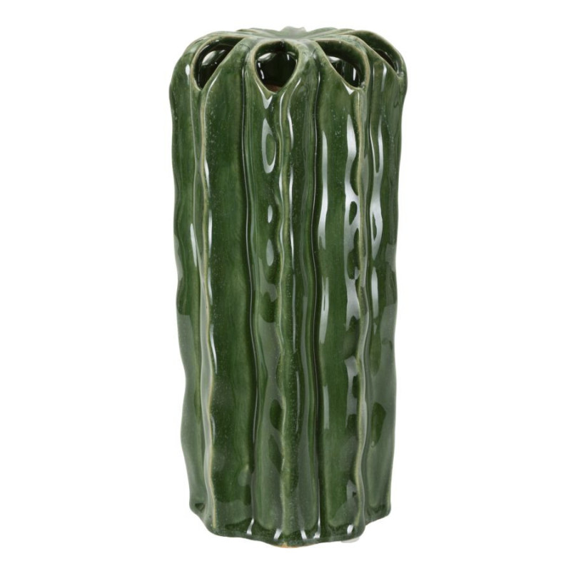 Vase original Cylindrique Hauteur 23 cm Céramique Vert Cactus 