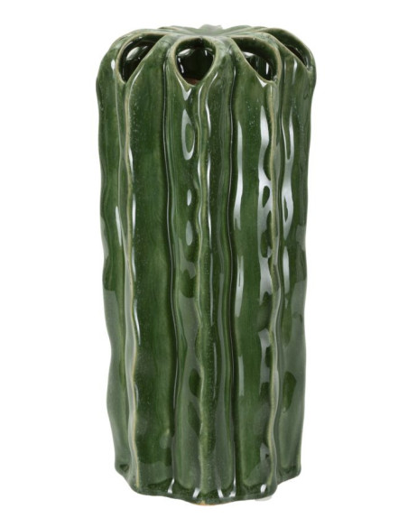 Vase original Cylindrique Hauteur 23 cm Céramique Vert Cactus 