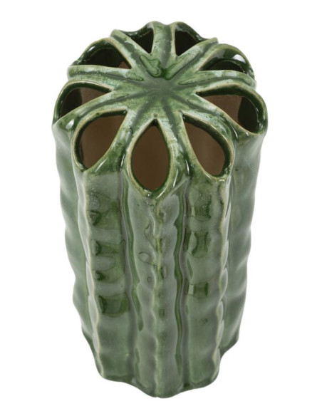 Vase original Cylindrique Hauteur 23 cm Céramique Vert Cactus 