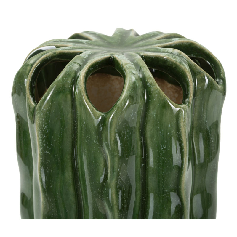 Vase original Cylindrique Hauteur 23 cm Céramique Vert Cactus 