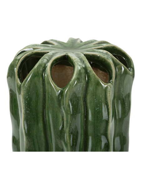 Vase original Cylindrique Hauteur 23 cm Céramique Vert Cactus 