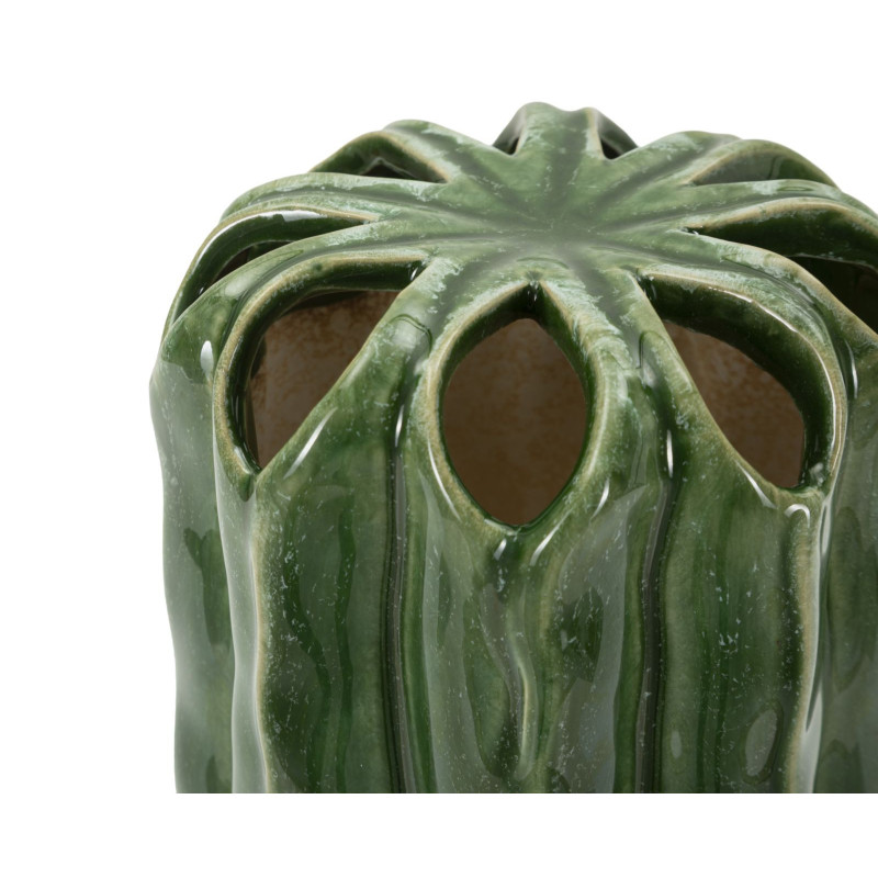 Vase original Cylindrique Hauteur 23 cm Céramique Vert Cactus 