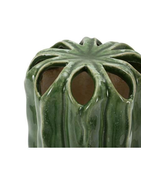 Vase original Cylindrique Hauteur 23 cm Céramique Vert Cactus 