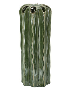 Vase original Cylindrique Hauteur 31 cm Céramique Vert Cactus 