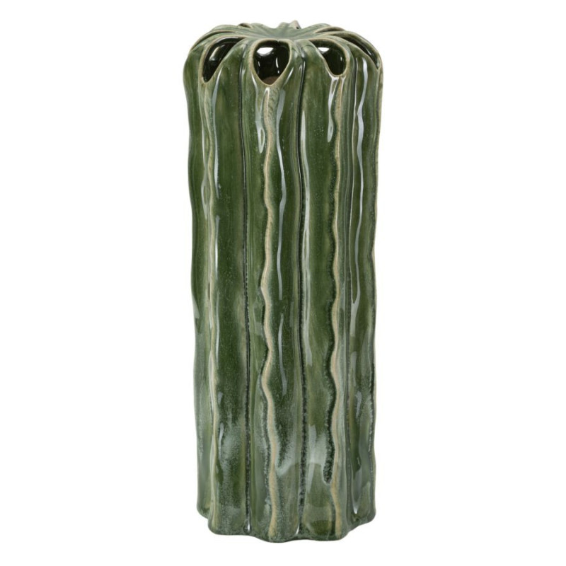 Vase original Cylindrique Hauteur 31 cm Céramique Vert Cactus 