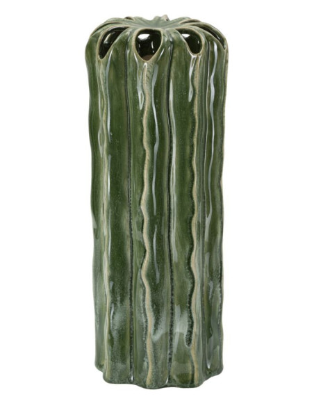 Vase original Cylindrique Hauteur 31 cm Céramique Vert Cactus 
