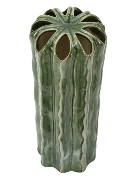 Vase original Cylindrique Hauteur 31 cm Céramique Vert Cactus 