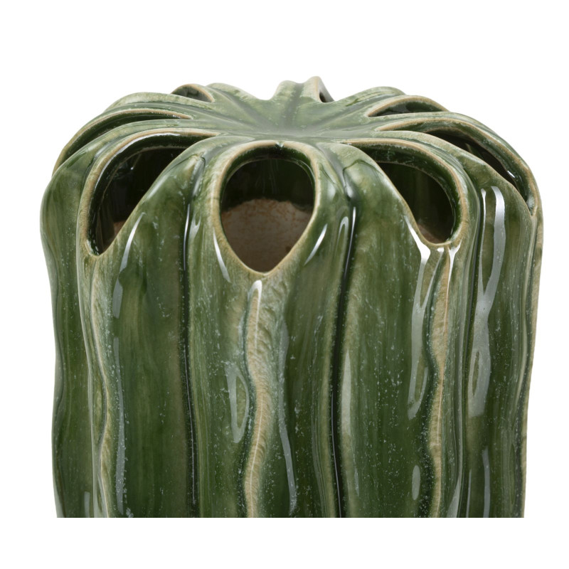 Vase original Cylindrique Hauteur 31 cm Céramique Vert Cactus 