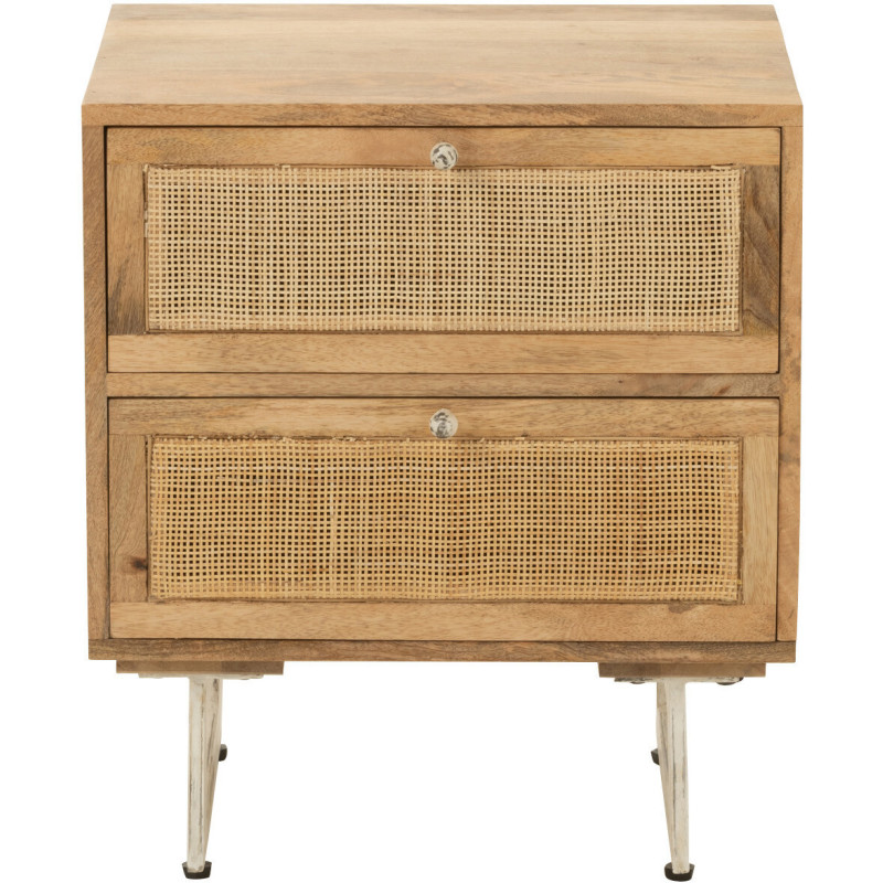 Table de chevet Weaving 2 tiroirs en Bois de manguier Naturel Rotin Naturel - 3