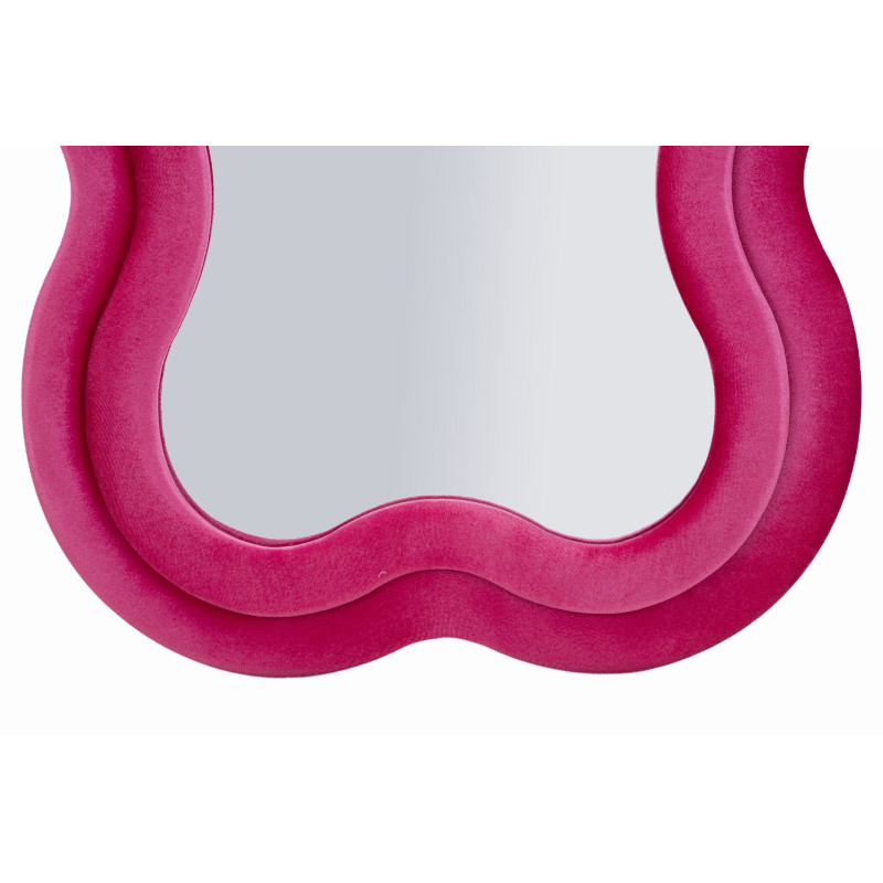 Grand Miroir mural moderne Organique 60x160 Velours Rose fuchsia Bois MDF Miki 