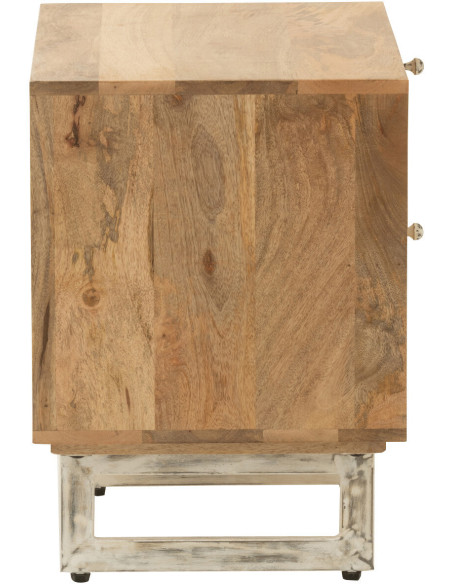 Table de chevet Weaving 2 tiroirs en Bois de manguier Naturel Rotin Naturel - 4