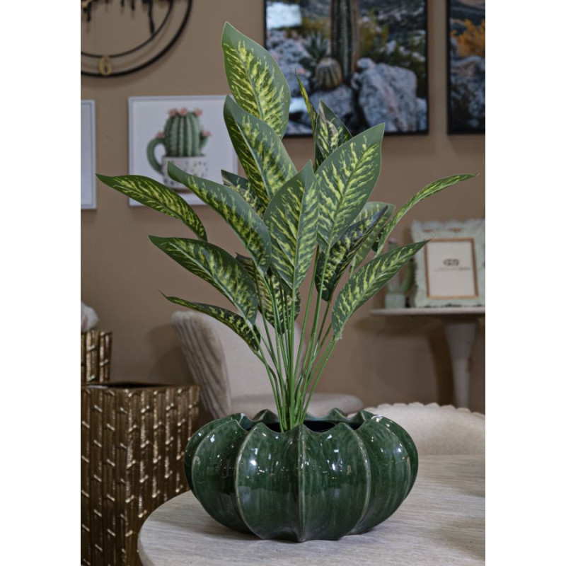 Grand Cache pot original Rond Diamètre 31 cm Céramique Vert Cactus 