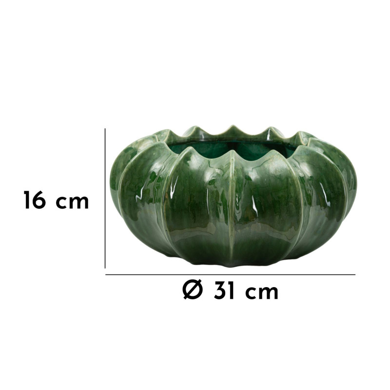 Grand Cache pot original Rond Diamètre 31 cm Céramique Vert Cactus 