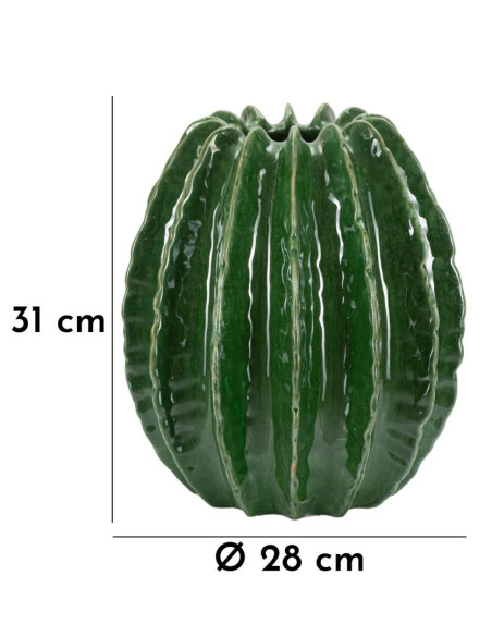 Vase original Boule Hauteur 31 cm Céramique Vert Cactus 