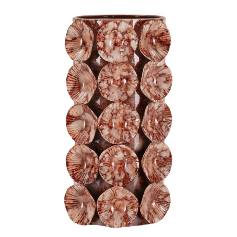 Vase moderne organique Cylindrique Hauteur 24 cm Métal Marron Drop 