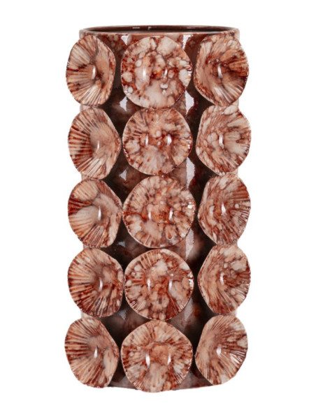 Vase moderne organique Cylindrique Hauteur 24 cm Métal Marron Drop 