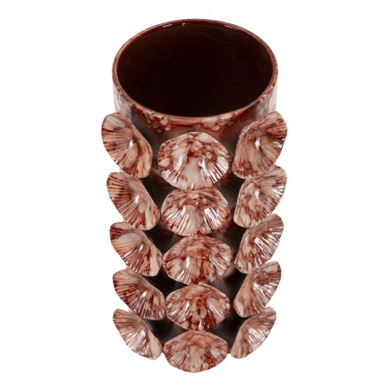 Vase moderne organique Cylindrique Hauteur 24 cm Métal Marron Drop 